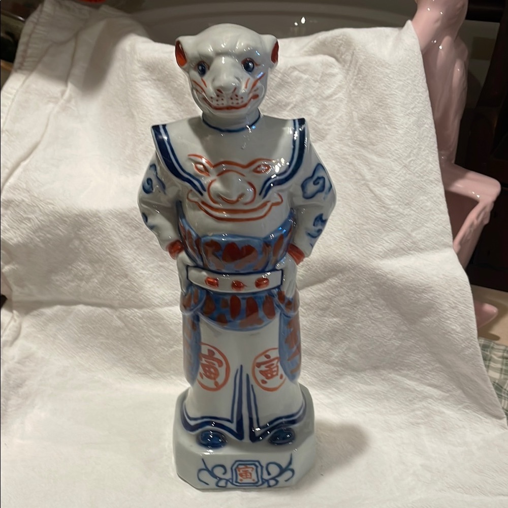 Porcelain Warrior Figurine - Blue and Red